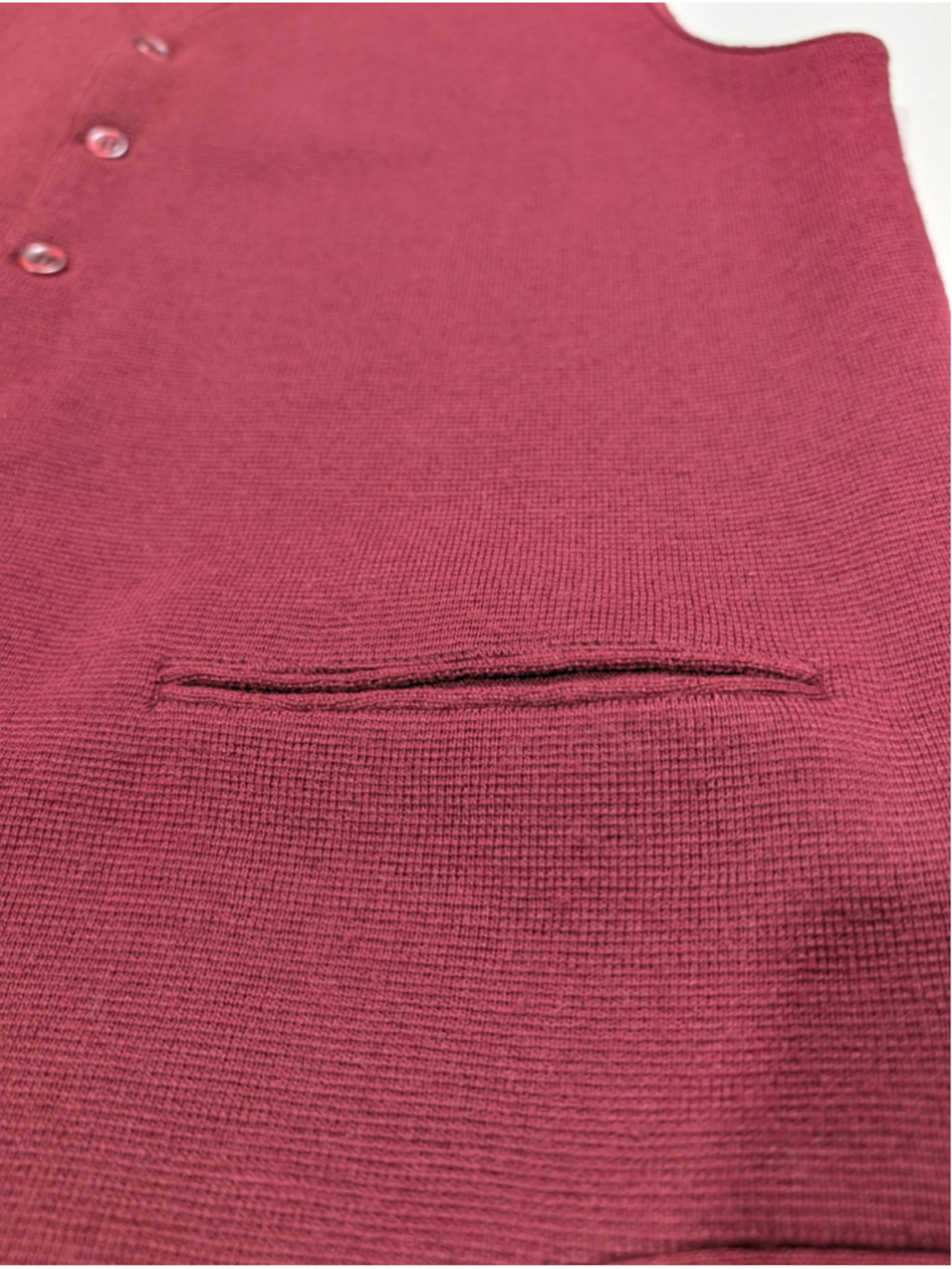 Il Granchio Wool Blend Sweater Vest 54 Burgundy Button Front Knit Waistcoat - Picture 7 of 12